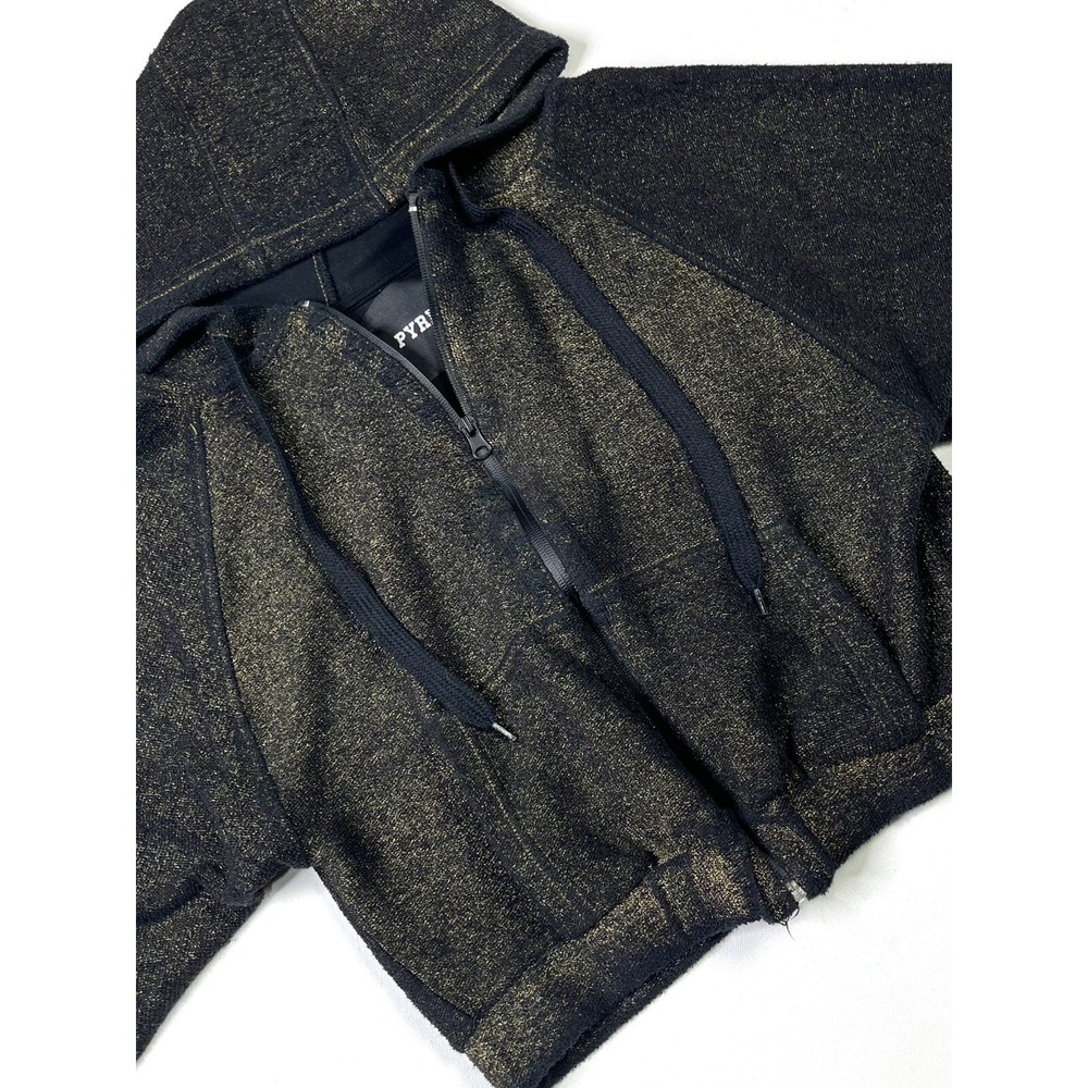 Pyrex Zip Hoodie Women's XS Black Glittery Heather Gold Rare Streetwear Italy - Picture 11 of 13